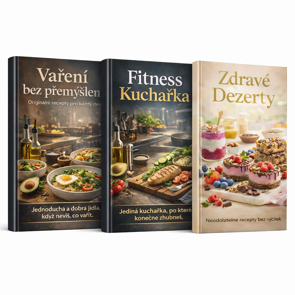 Sada tří e-knih – Vaření bez přemýšlení & Fitness kuchařka & Zdravé dezerty
